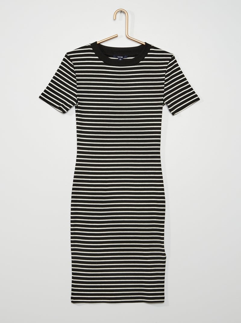 Vestido corto de rayas NEGRO - Kiabi