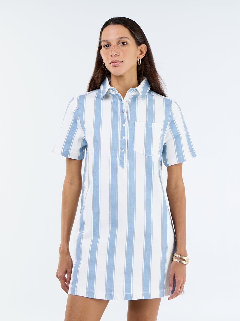 Vestido corto de sarga Azul - Kiabi