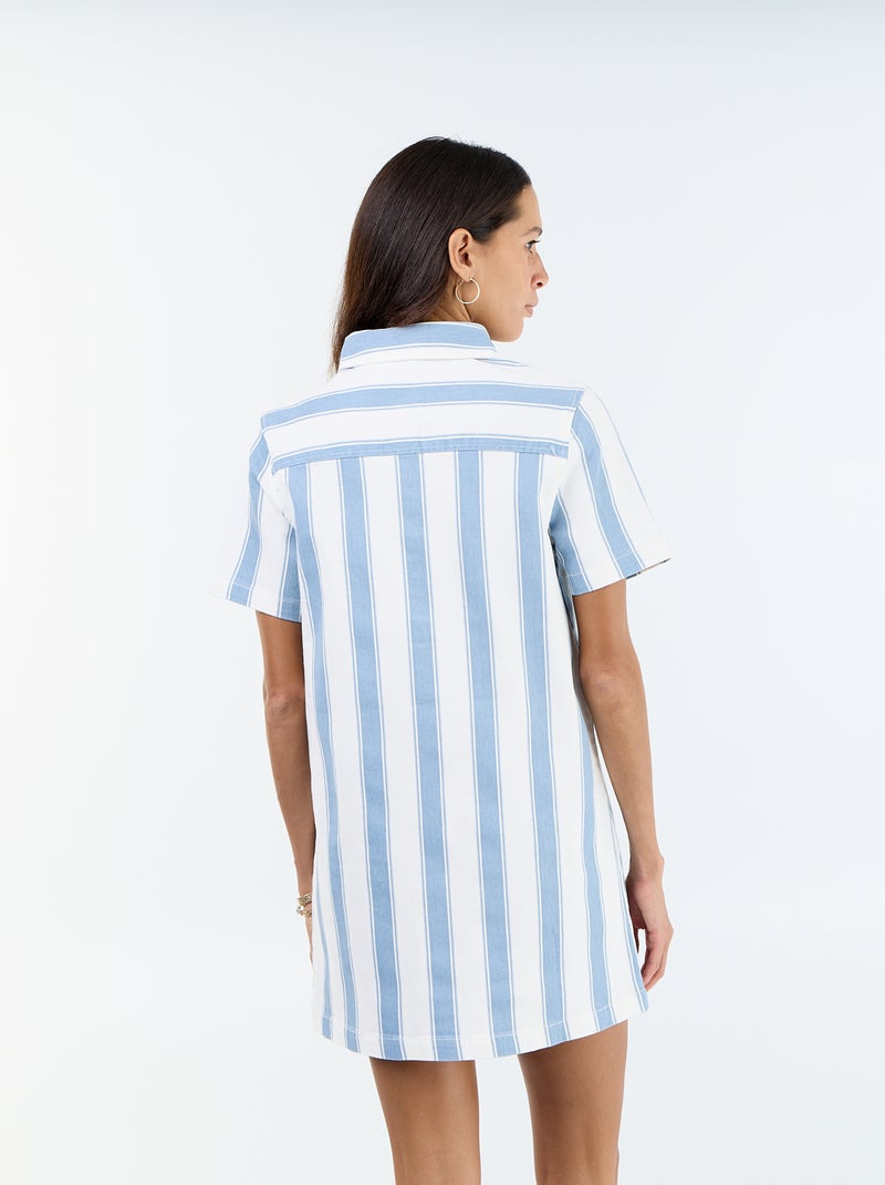 Vestido corto de sarga Azul - Kiabi