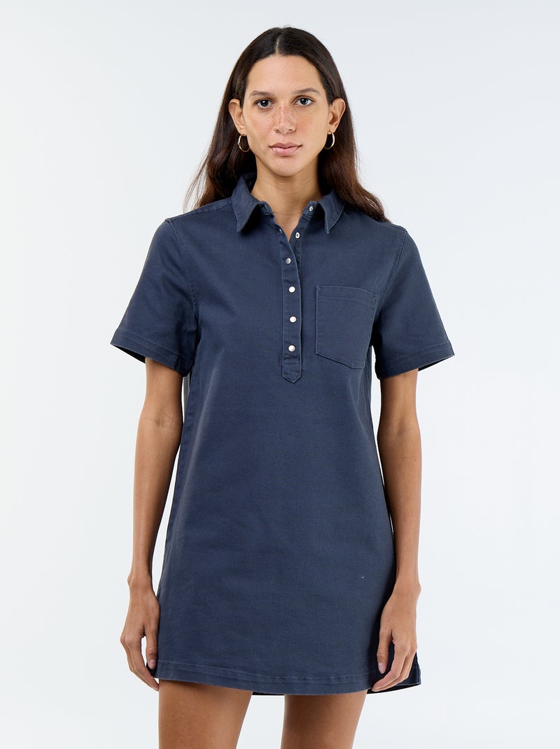 Vestido corto de sarga Azul - Kiabi