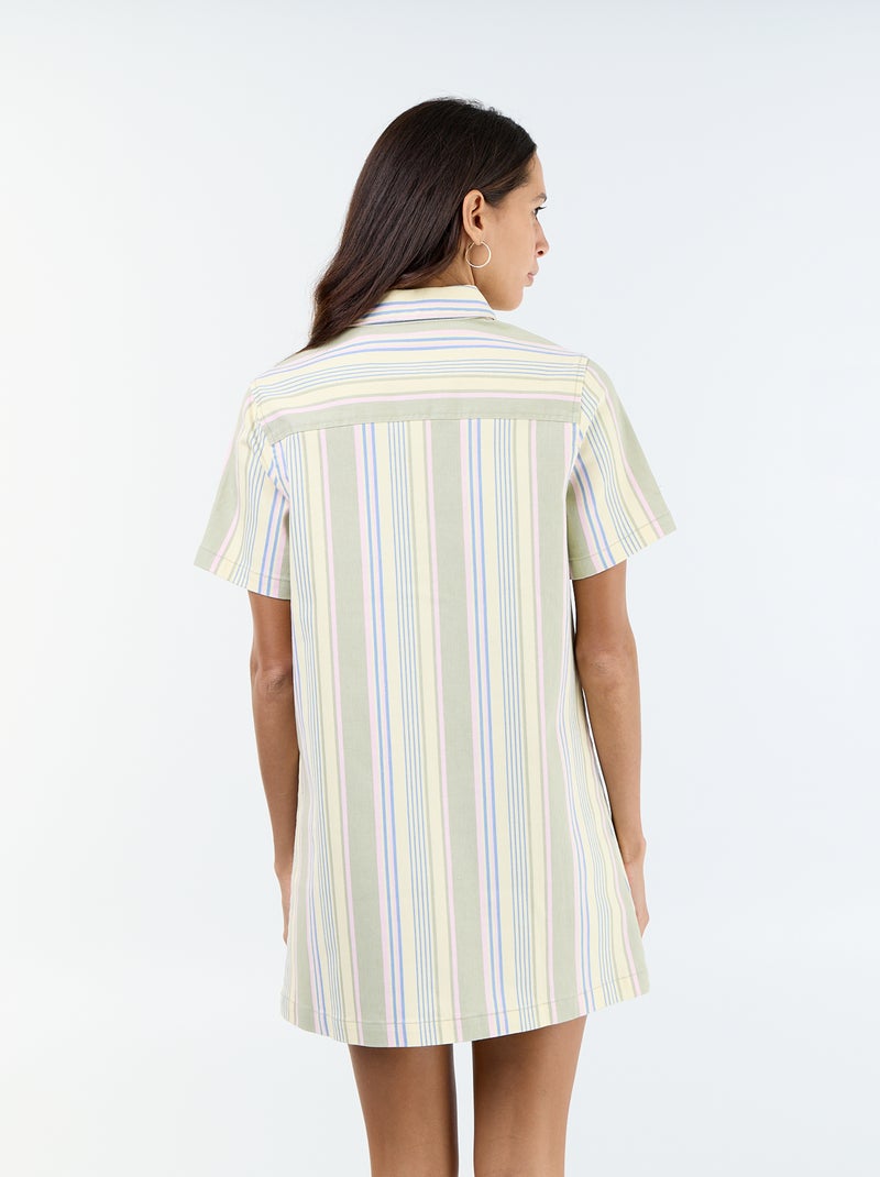 Vestido corto de sarga Blanco - Kiabi