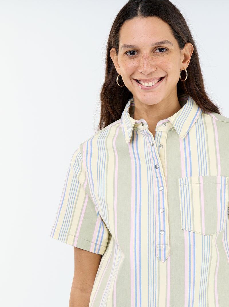 Vestido corto de sarga Blanco - Kiabi