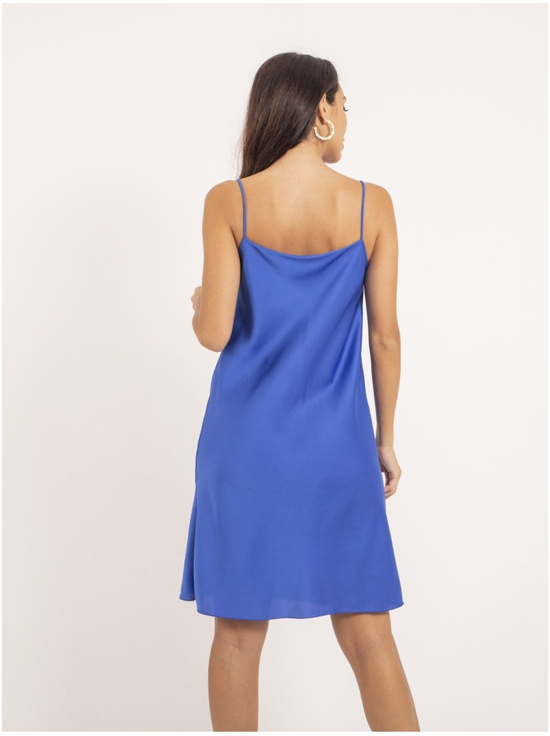 Vestido corto de satén IDALIA Azul real - Kiabi