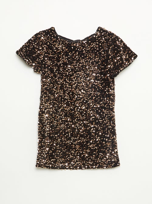 Vestido corto de terciopelo con lentejuelas - Kiabi