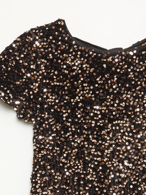 Vestido corto de terciopelo con lentejuelas - Kiabi