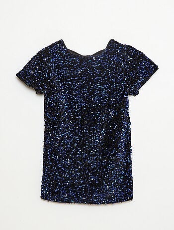 Vestido corto de terciopelo con lentejuelas