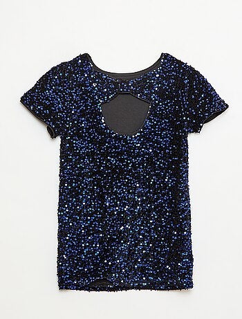 Vestido corto de terciopelo con lentejuelas