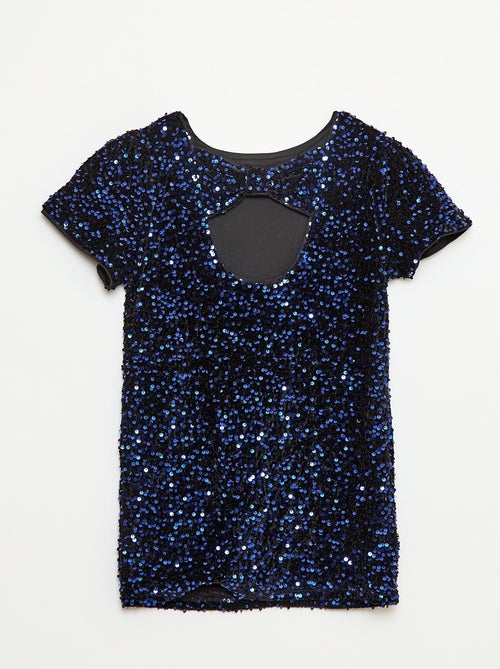 Vestido corto de terciopelo con lentejuelas - Kiabi