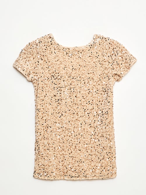 Vestido corto de terciopelo con lentejuelas - Kiabi