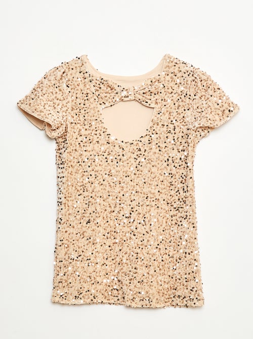 Vestido corto de terciopelo con lentejuelas - Kiabi