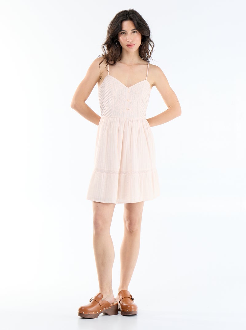 Vestido corto de tirantes Beige - Kiabi