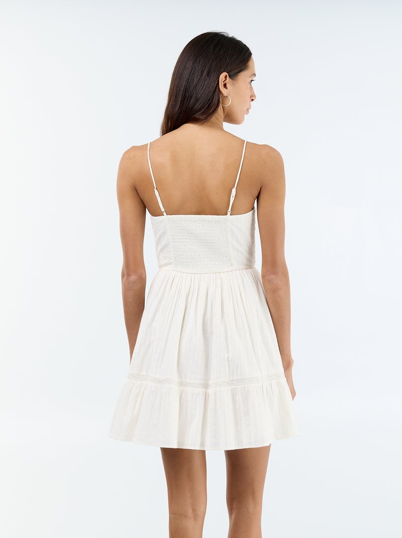 Vestido corto de tirantes Blanco - Kiabi