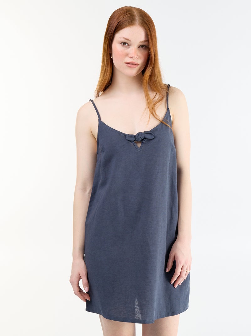 Vestido corto de tirantes finos ajustables Azul - Kiabi