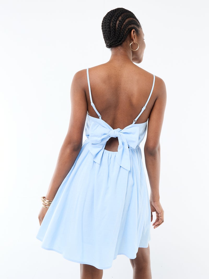 Vestido corto de tirantes finos Azul - Kiabi