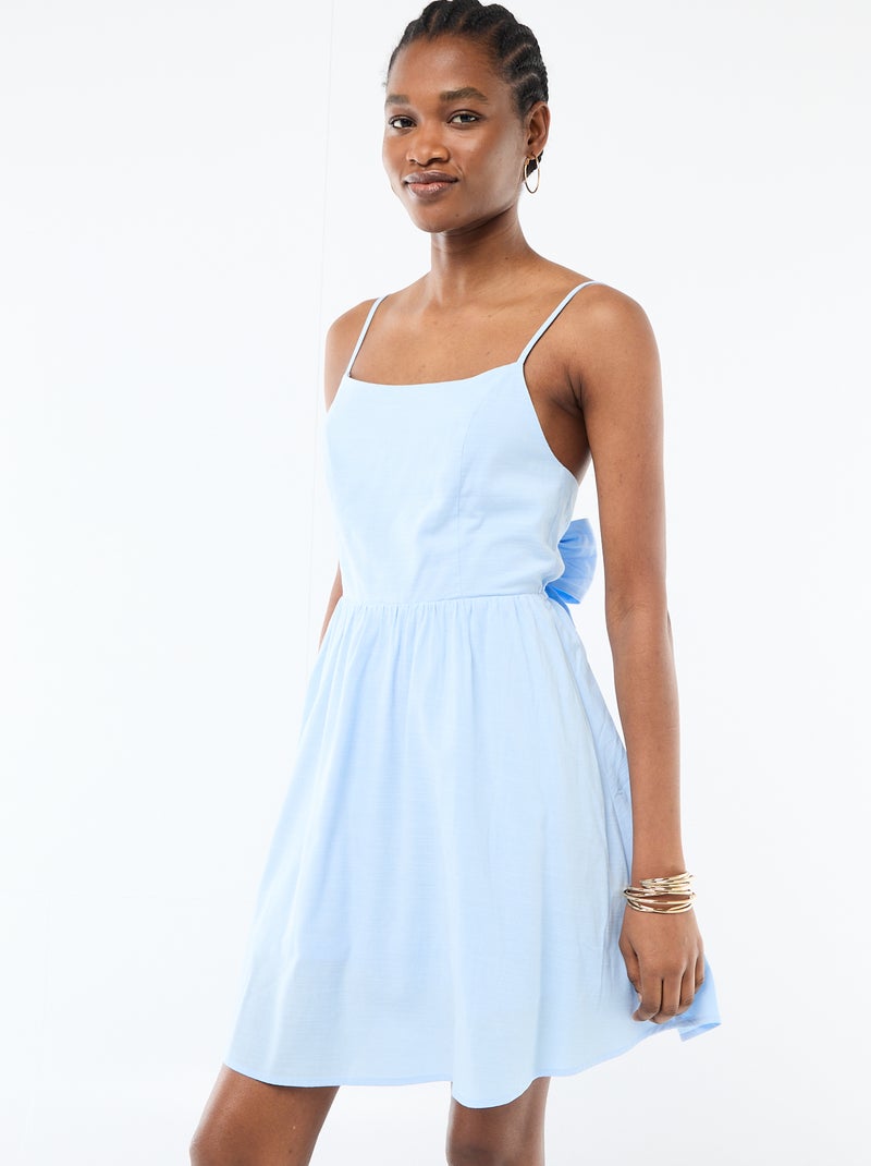 Vestido corto de tirantes finos Azul - Kiabi