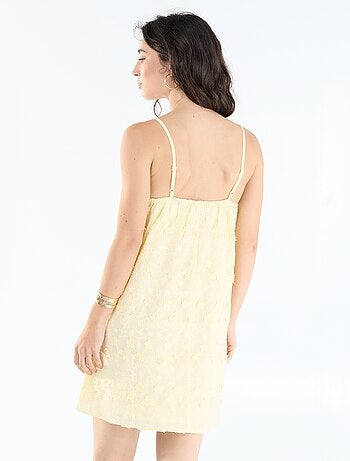 Vestido corto de tirantes finos con bordados all-over