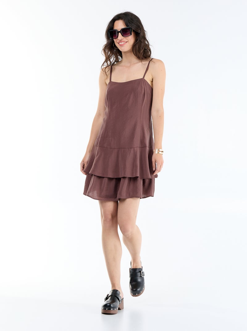 Vestido corto de tirantes Marron - Kiabi
