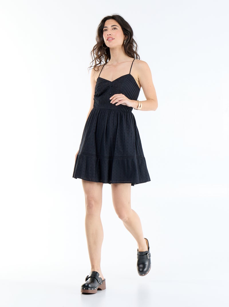 Vestido corto de tirantes Negro - Kiabi