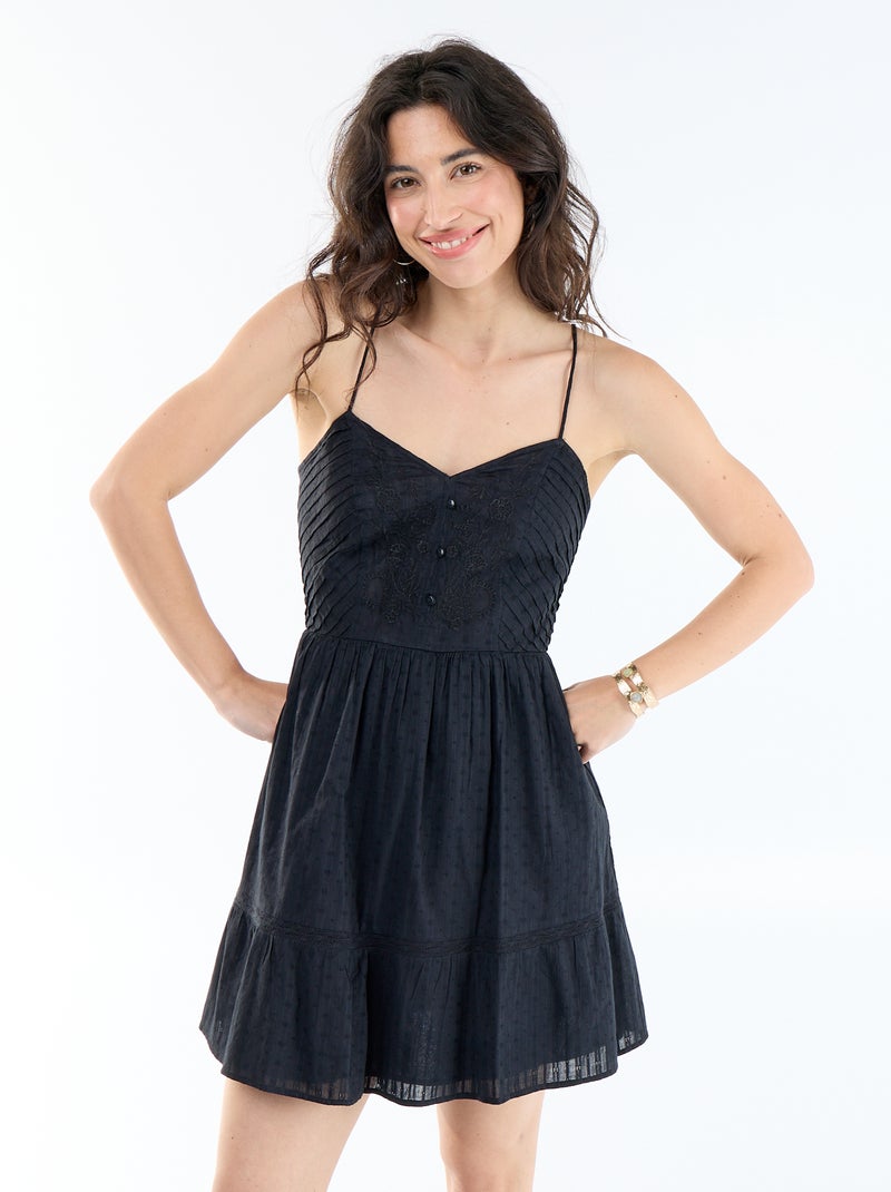 Vestido corto de tirantes Negro - Kiabi