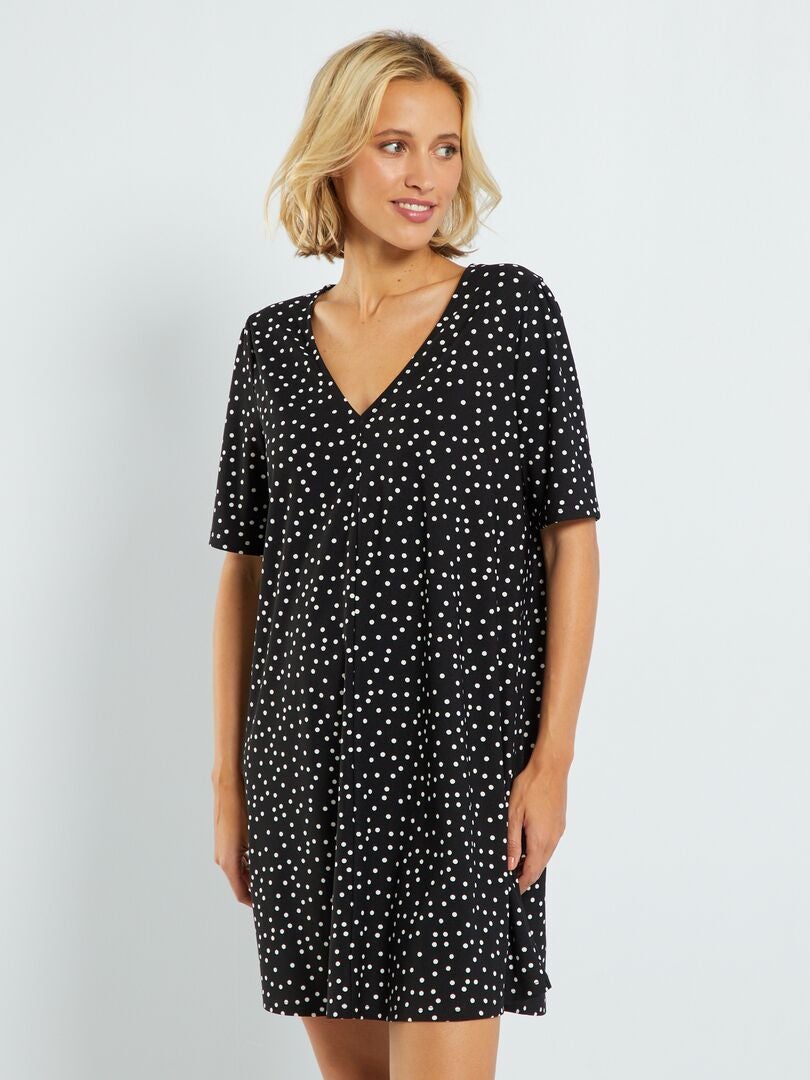 Vestido corto elástico con estampado NEGRO - Kiabi