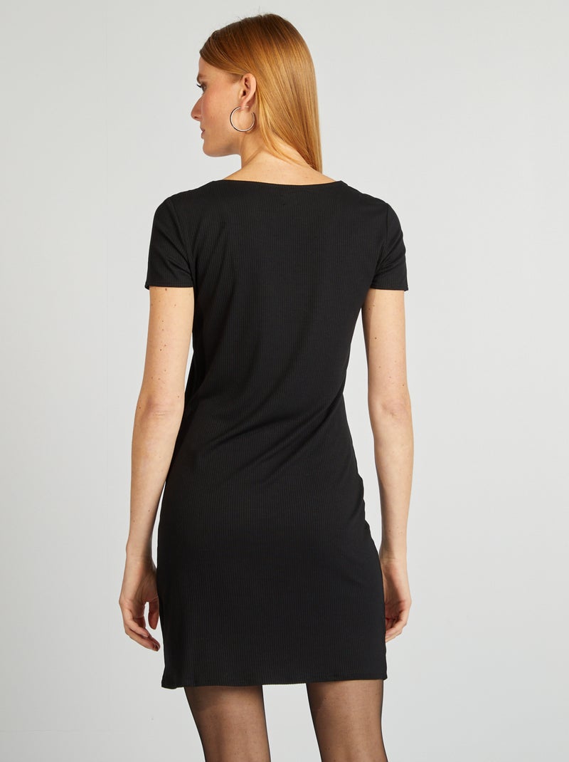 Vestido corto elástico negro - Kiabi
