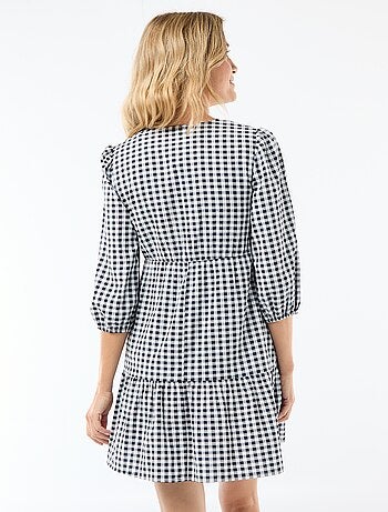 Vestido corto escalonado de cuadros