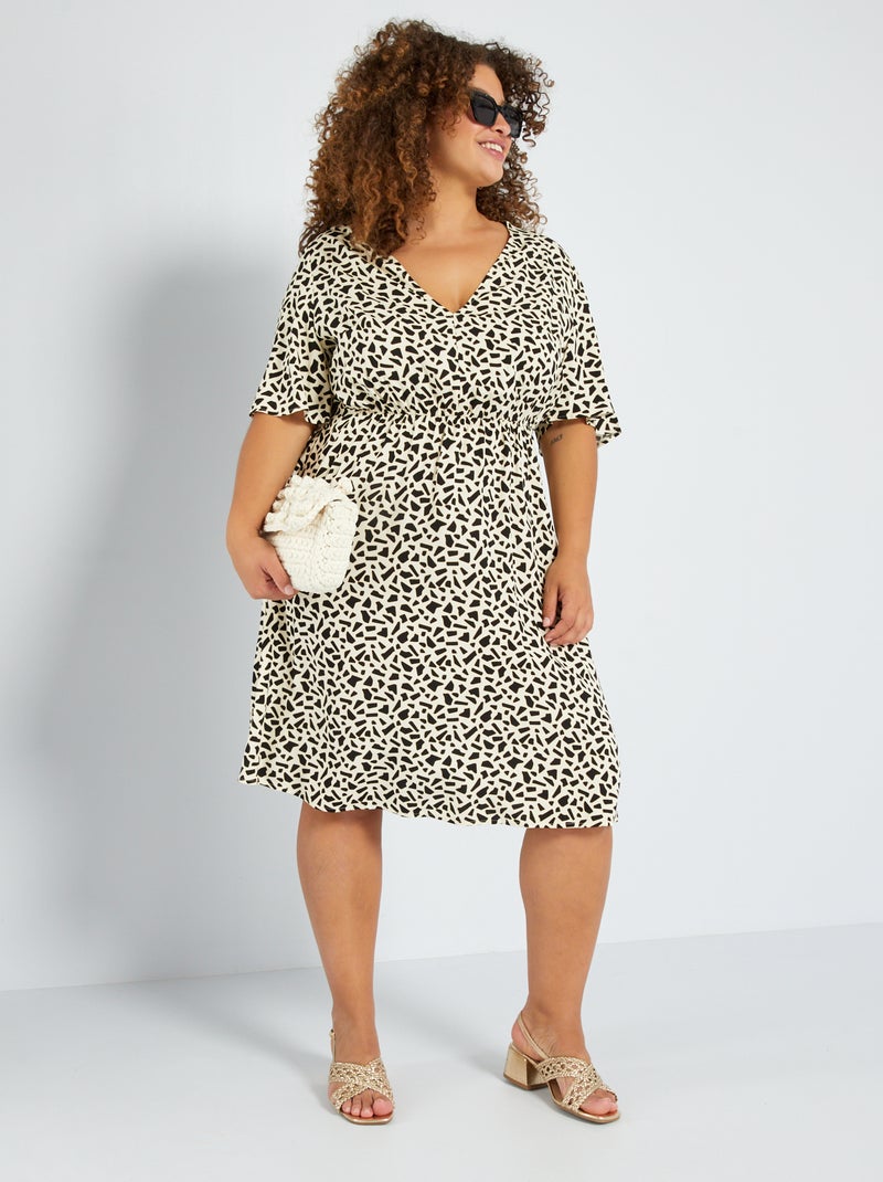 Vestido corto escote de pico BLANCO - Kiabi