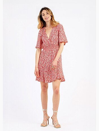 Vestido corto estampado con cintura elástica - AFIBEL