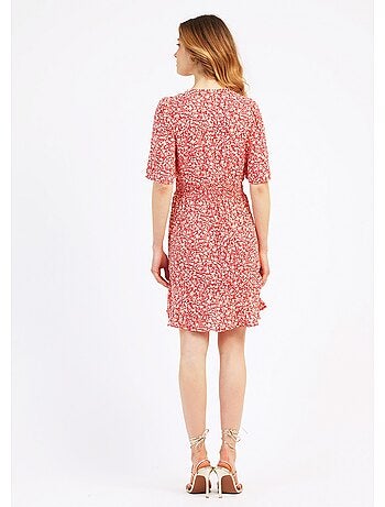 Vestido corto estampado con cintura elástica - AFIBEL