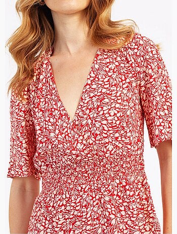 Vestido corto estampado con cintura elástica - AFIBEL