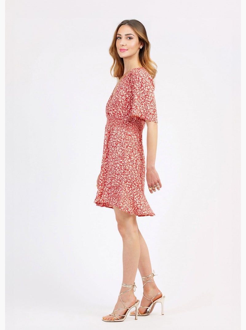 Vestido corto estampado con cintura elástica - AFIBEL Rojo - Kiabi