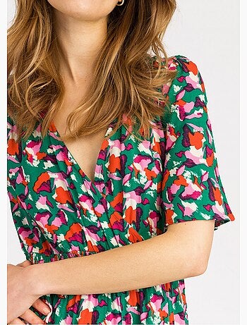 Vestido corto estampado con cintura elástica - AFIBEL