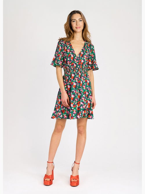 Vestido corto estampado con cintura elástica - AFIBEL - Kiabi