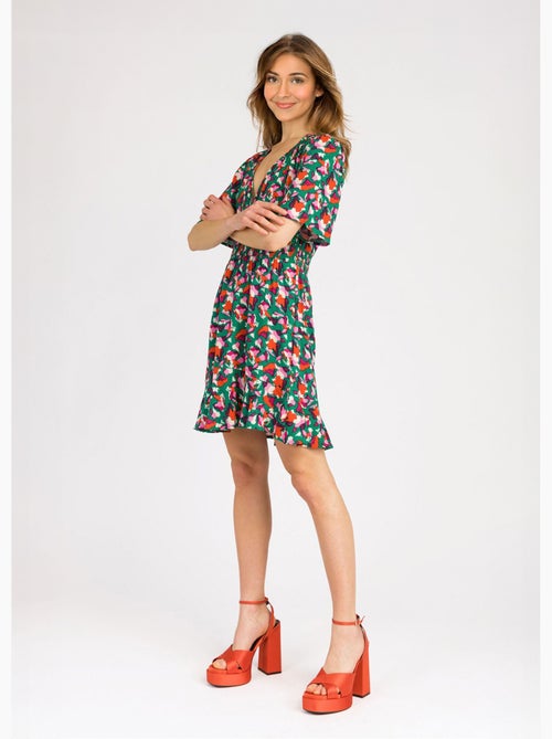Vestido corto estampado con cintura elástica - AFIBEL - Kiabi