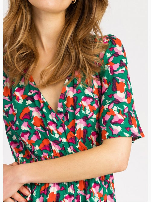 Vestido corto estampado con cintura elástica - AFIBEL - Kiabi