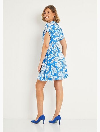 Vestido corto estampado con cuello sastre - AFIBEL