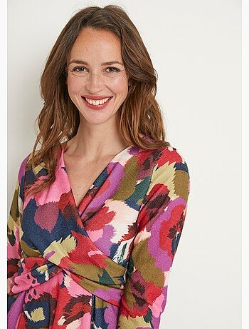 Vestido corto estampado con mangas 3/4 - Afibel