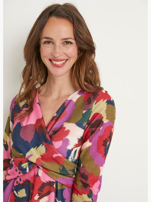 Vestido corto estampado con mangas 3/4 - Afibel - Kiabi