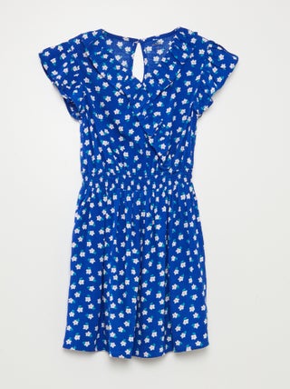 Vestido corto estampado con volantes