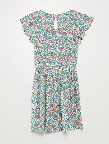 Vestido corto estampado con volantes