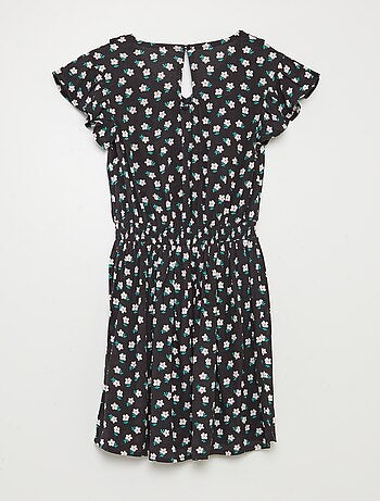Vestido corto estampado con volantes