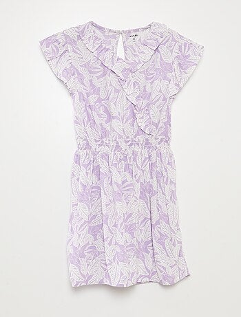 Vestido corto estampado con volantes