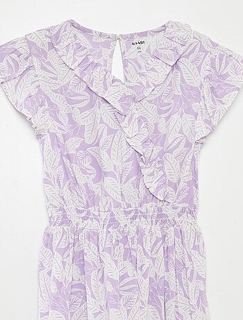 Vestido corto estampado con volantes