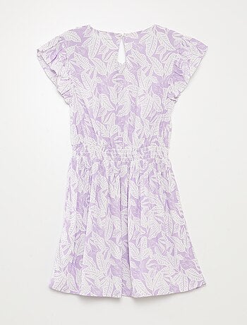 Vestido corto estampado con volantes