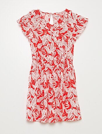 Vestido corto estampado con volantes