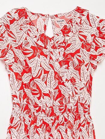 Vestido corto estampado con volantes