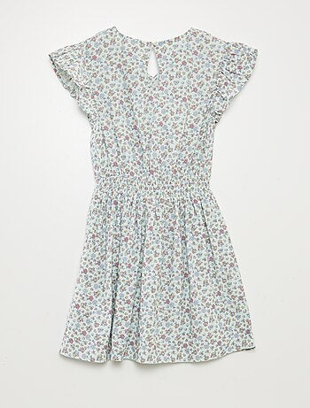 Vestido corto estampado con volantes