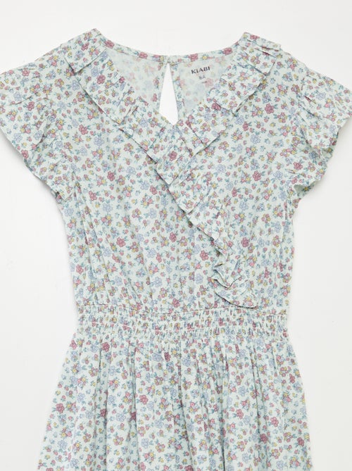 Vestido corto estampado con volantes - Kiabi
