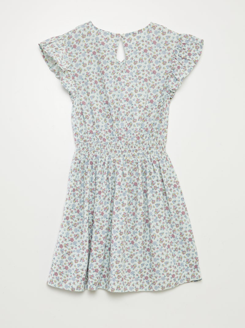Vestido corto estampado con volantes VERDE - Kiabi