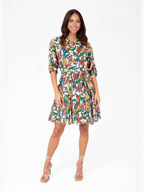 Vestido corto estampado de colores con cinturón - AFIBEL - Kiabi Vestido corto estampado de colores con cinturón - AFIBEL - Kiabi